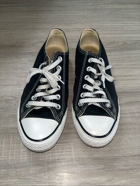 Classic Converse All Star Black Canvas Low-Top Sneakers with White Toe